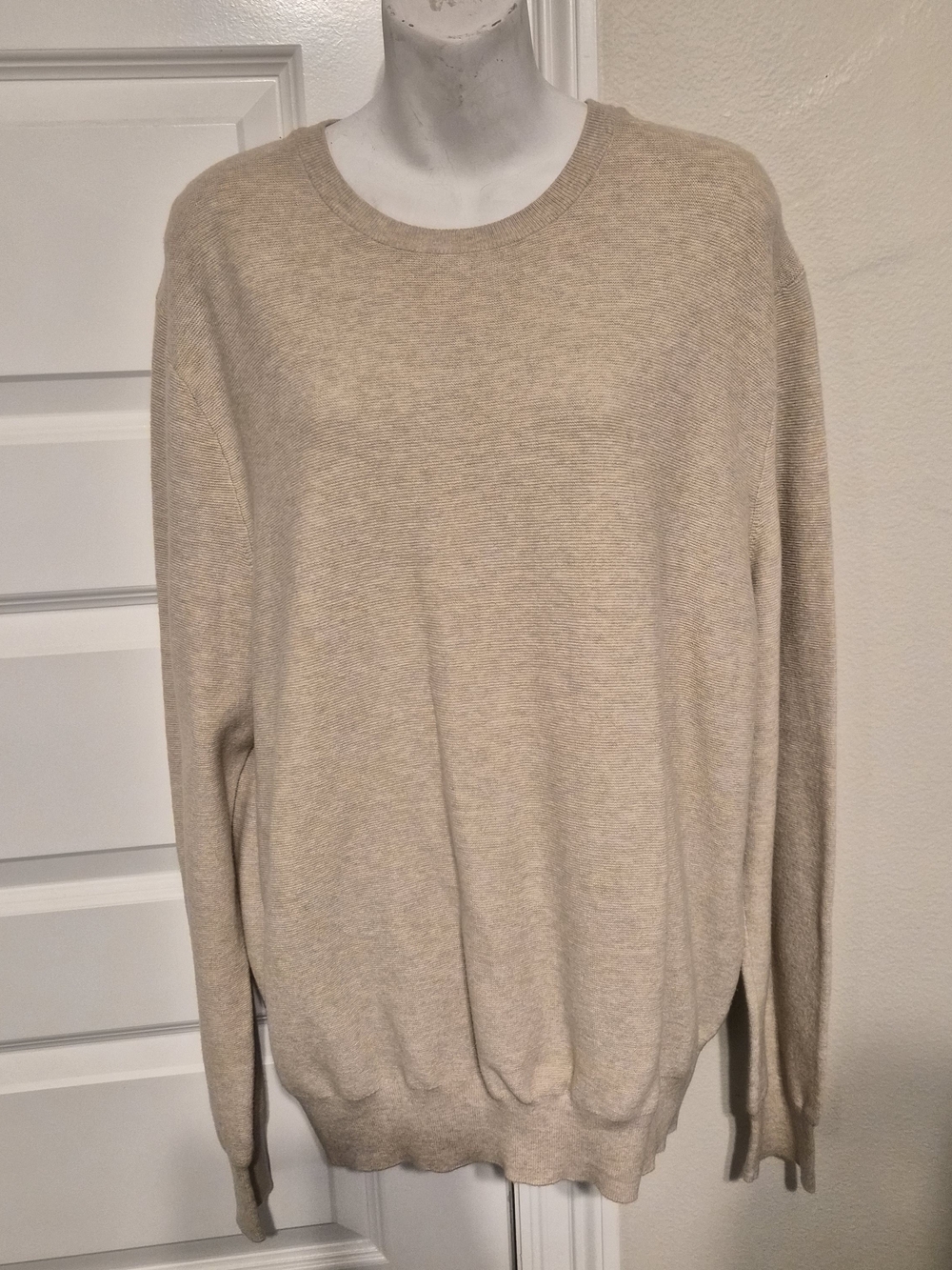 J.Crew Men's Beige 100% Cotton Crewneck Sweater Size XL H6060 HO18